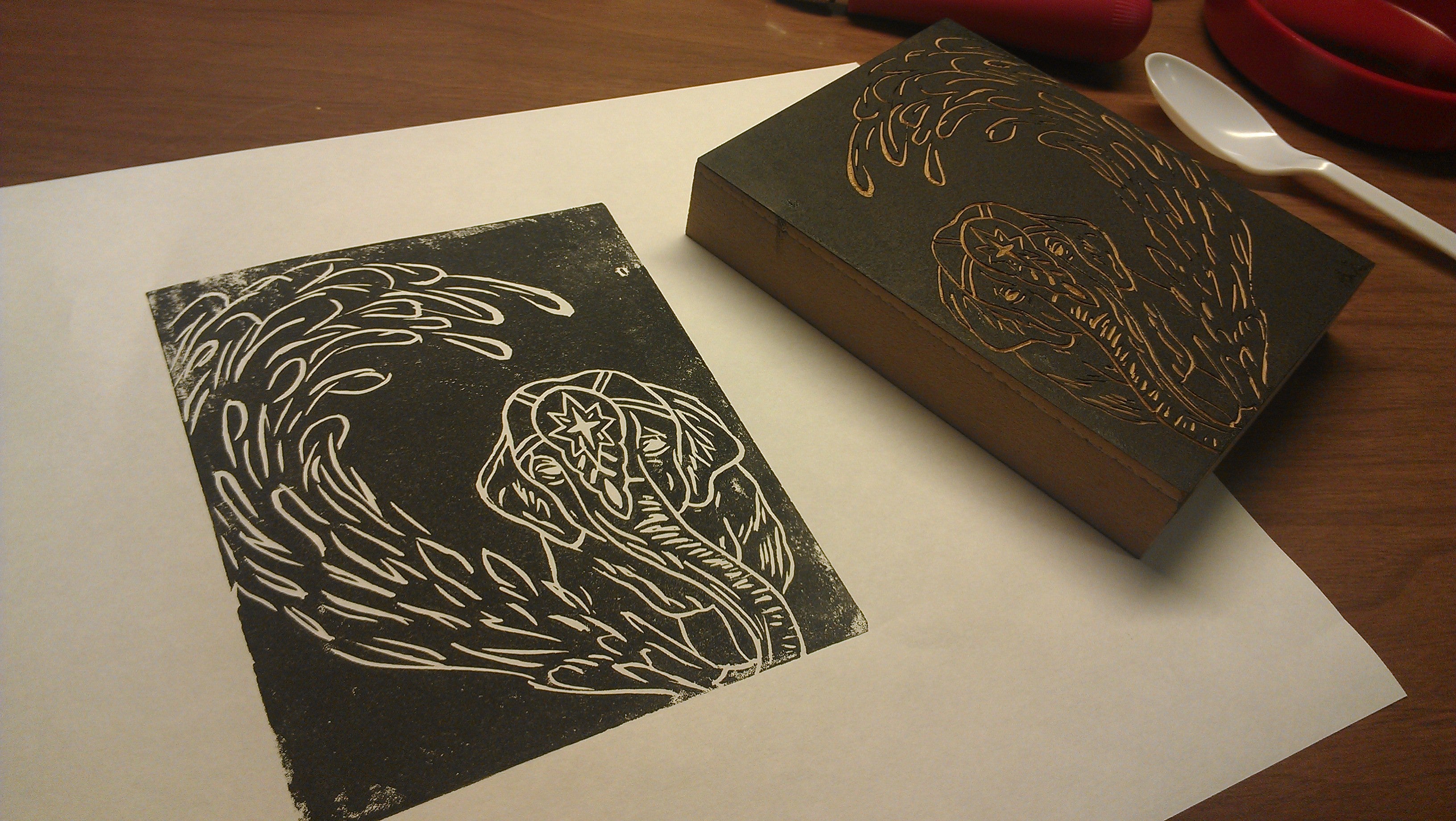 Bodies Like Oceans 3\u2013 Hand Carved Linoleum Block Print